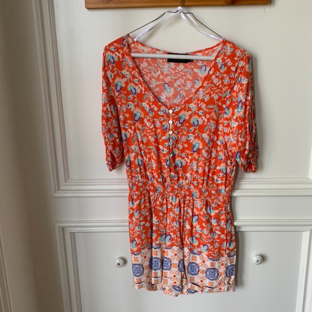 MINKPINK orange floral romper